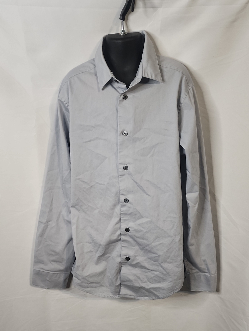 Calvin Klein Light Gray Button-Up Shirt Slim Fit Size Boy's 14